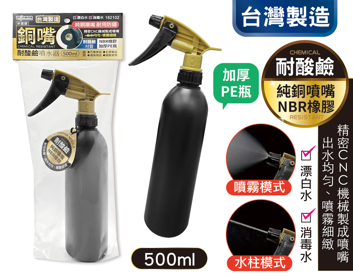 米諾諾銅嘴耐酸鹼噴水器500ml