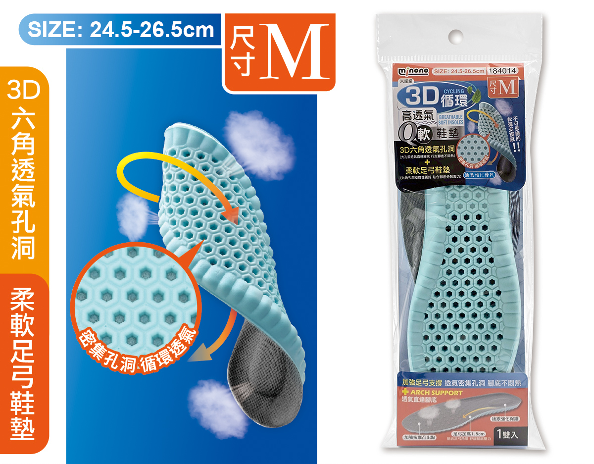 米諾諾3D循環高透氣Q軟鞋墊M